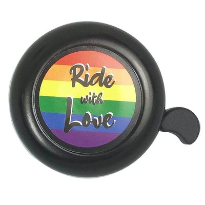 ABSOAR Cycling Rainbow Bike Bells for Adults City Mountain Bike Kids Girls Men Boy Women Rainbow, Ride with Love, Black