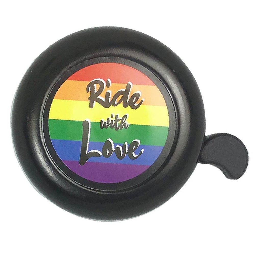 ABSOAR Cycling Rainbow Bike Bells for Adults City Mountain Bike Kids Girls Men Boy Women Rainbow, Ride with Love, Black