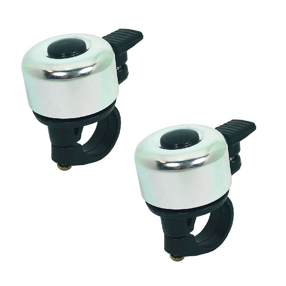 ABSOAR Cycling Bike Bell for Girls Kids Boys Adults Beach Cruiser Road Bike Mountain Bike Bicycle Bell Small Size, Silver, 2 Packs