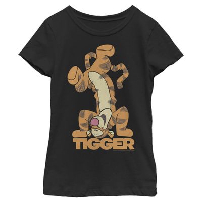 Disney Girl's Winnie The Pooh Handstand Tigger T-Shirt - Black - X Small