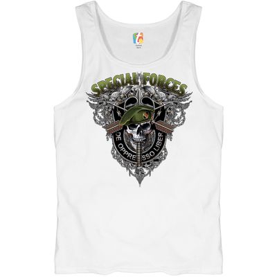 Special Forces De Oppresso Liber Tank Top US Military Green Berets Men's Top White Small