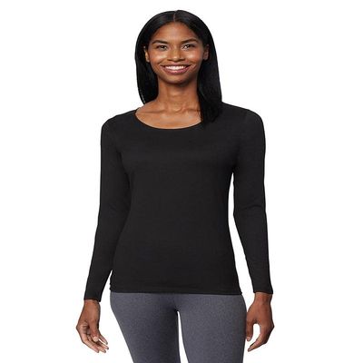32 Degrees Heat Womens Ultra Soft Thermal Lightweight Baselayer Scoop Neck Long Sleeve Top, Black, XX-Large