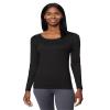 32 Degrees Heat Womens Ultra Soft Thermal Lightweight Baselayer Scoop Neck Long Sleeve Top, Black, XX-Large