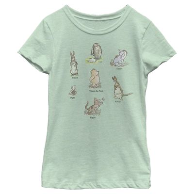 Disney Winnie The Pooh Winnie Poster Girl's Heather Crew Tee Mint