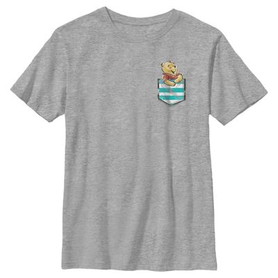 Disney Boy's Winnie The Pooh Bear in The Pocket T-Shirt - Athletic Heather - X Large