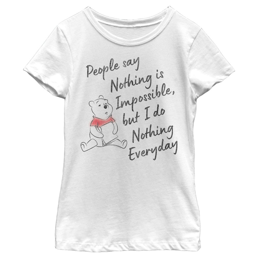 Disney Girl's Winnie The Pooh I Do Nothing Everyday T-Shirt - White - Small