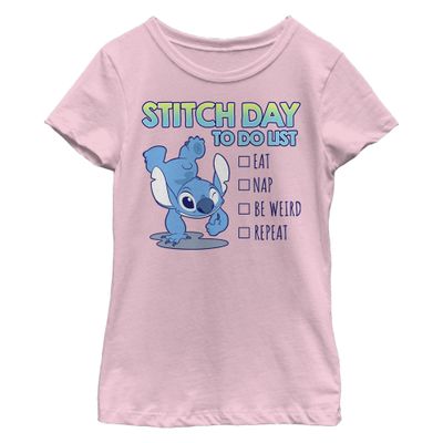 Disney Girl's Lilo & Stitch to Do List T-Shirt - Light Pink - X Small