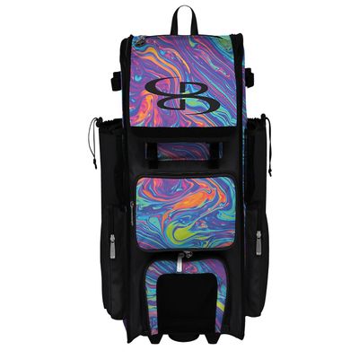 Boombah Rolling Superpack 2.0 Baseball/Softball Gear Bag - 23-1/2" x 13-1/2" x 9-1/2" - Lava 2.0 Multi - Telescopic Handle - Holds 4 Bats - Wheeled Version