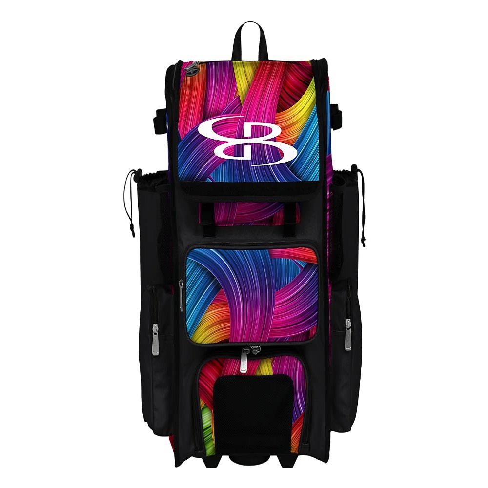 Boombah Rolling Superpack 2.0 Baseball/Softball Gear Bag - 23-1/2" x 13-1/2" x 9-1/2" - Flow Multi - Telescopic Handle - Holds 4 Bats - Wheeled Version