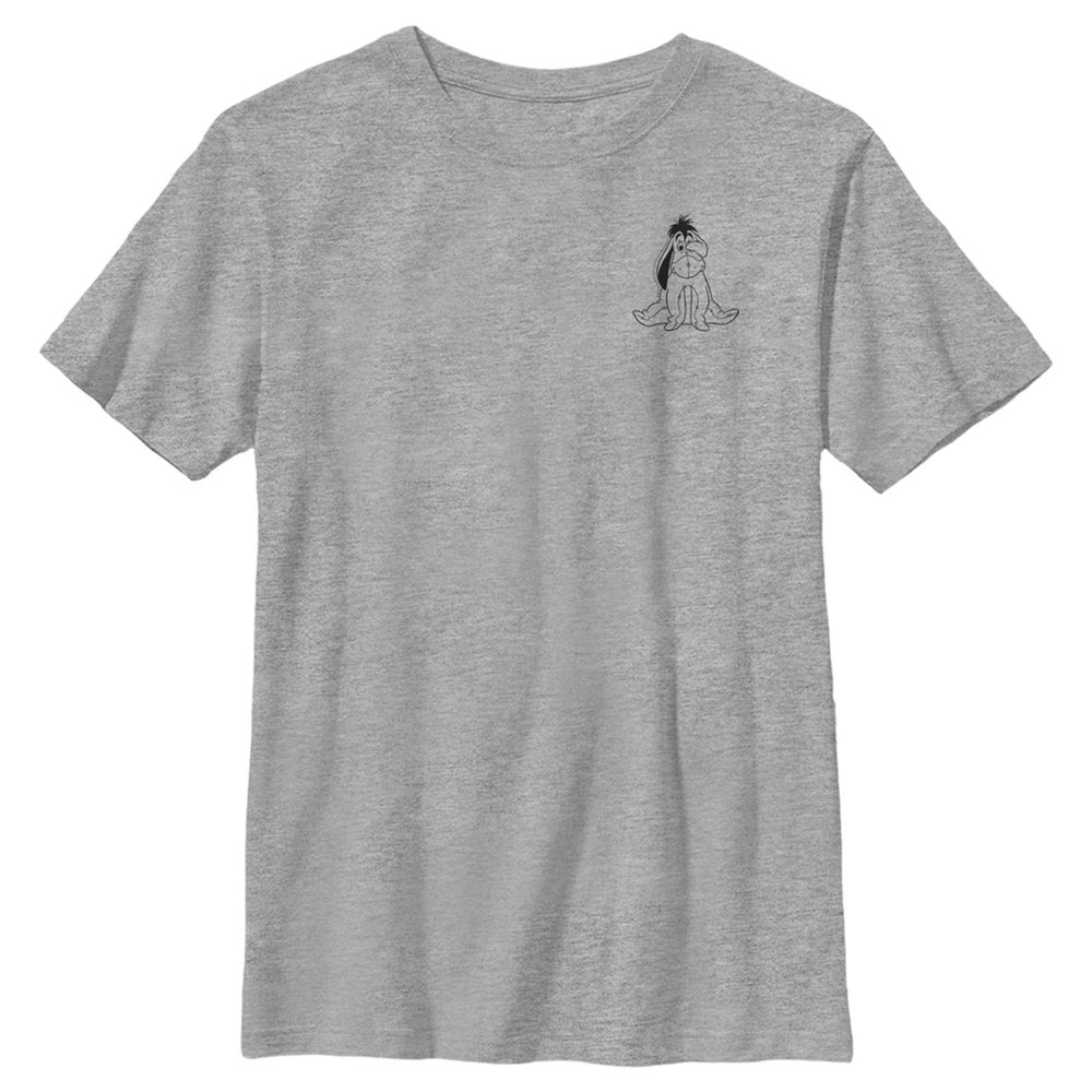 Disney Boy's Winnie The Pooh Eeyore Pocket Sketch T-Shirt - Athletic Heather - Large