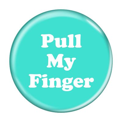 Enthoozies Pull My Finger Fart Turquoise 1.5 Inch Diameter Pinback Button