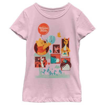 Disney Girl's Winnie The Pooh Retro Character Panels T-Shirt - Light Pink - X Small
