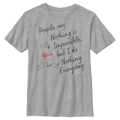 Disney Boy's Winnie The Pooh I Do Nothing Everyday T-Shirt - Athletic Heather - Large