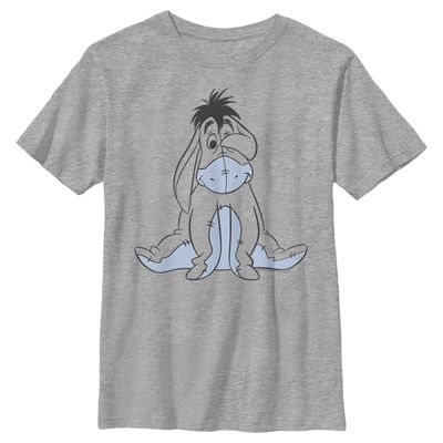 Disney Boy's Winnie The Pooh Shy Eeyore Outline Portrait T-Shirt - Athletic Heather - Small