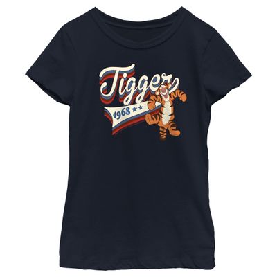 Disney Girl's Winnie The Pooh Red, White, and Blue Tigger T-Shirt - Navy Blue - Large