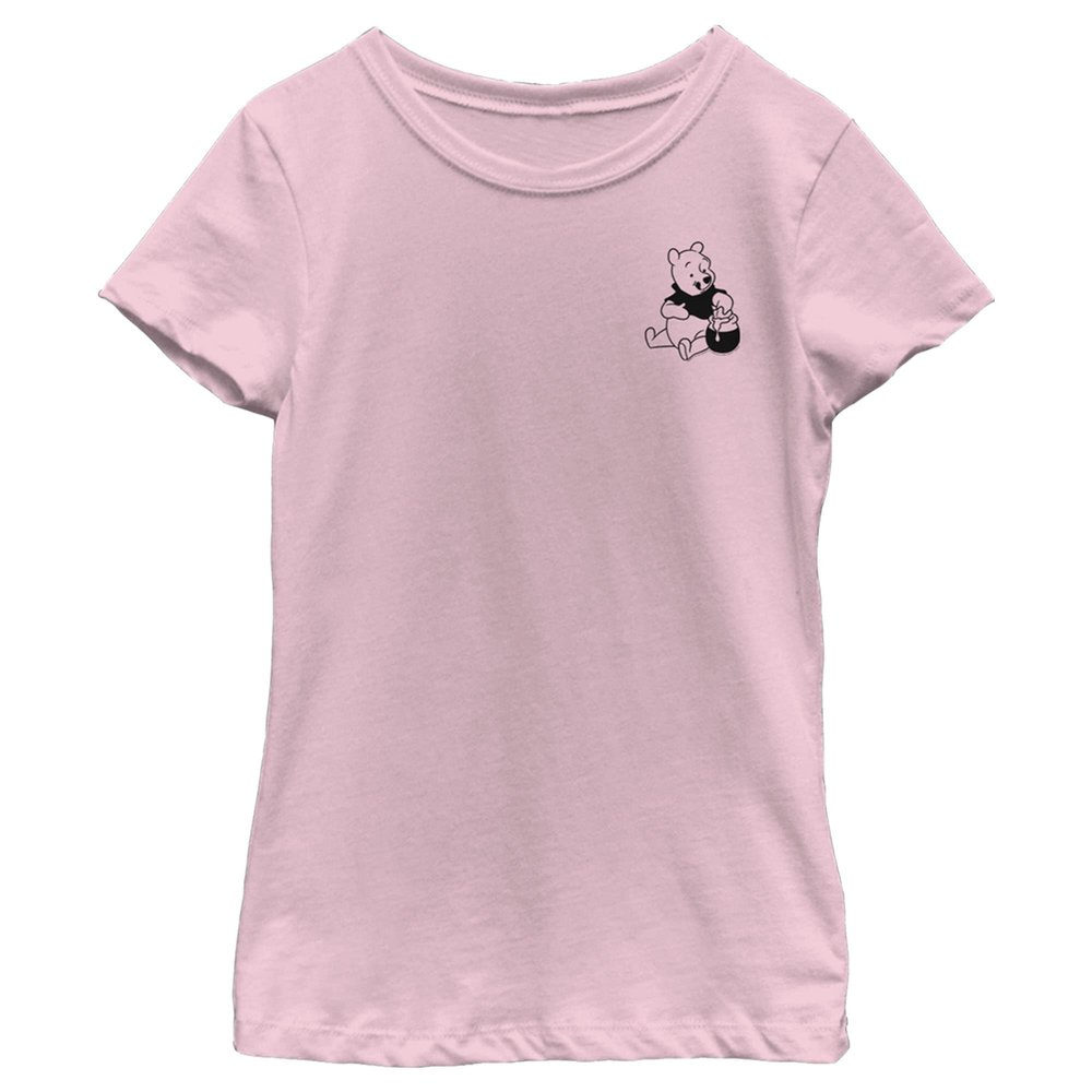 Disney Girl's Winnie The Pooh Bear Pocket Sketch T-Shirt - Light Pink - Medium