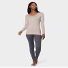 32 Degrees Heat Womens Ultra Soft Thermal Lightweight Baselayer Scoop Neck Long Sleeve Top, Sandstone Heather, Small view 2