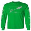 0395. Cool Vintage Aesthetic Graphic Good Vibe Bones Hand Shaka Michelangelo Art Hip hop Society Men's Long Sleeve t Shirt (Irish Green Large) view 1