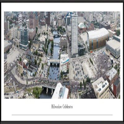 Milwaukee Celebrates - 40.25x13.75-inch Standard Framed Print by Blakeway Panoramas