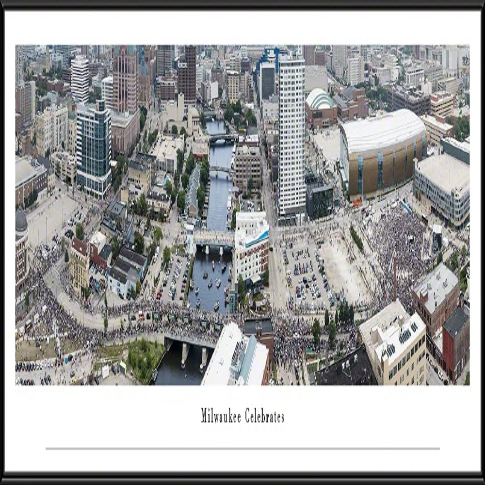 Milwaukee Celebrates - 40.25x13.75-inch Standard Framed Print by Blakeway Panoramas