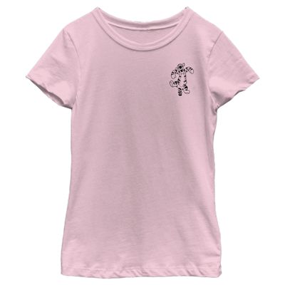 Disney Girl's Winnie The Pooh Tigger Pocket Sketch T-Shirt - Light Pink - Large