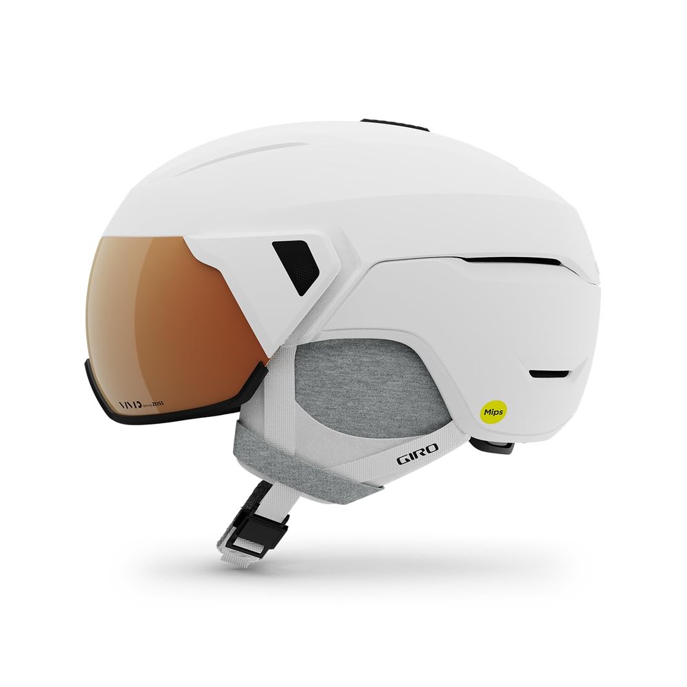 Giro Aria Spherical MIPS Ski Helmet - Snowboarding Helmet for Women with Integrated Visor - Matte White - Size M (55.5-59cm)