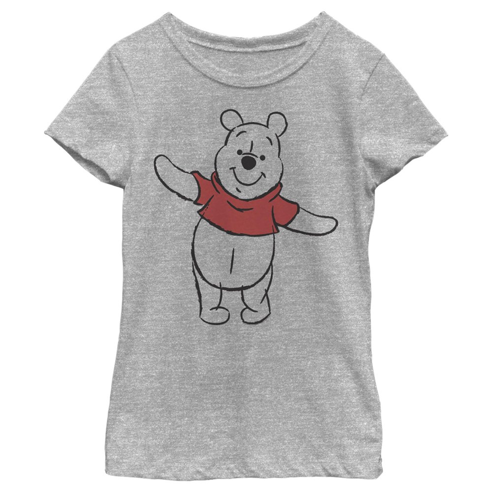 Disney Winnie The Pooh Basic Sketch Pooh Girl's Heather Crew Tee