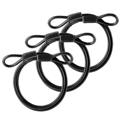Wideskall 3-Pack 27" inch 15mm Super Duty Vinyl Coated Double Looped Braided Steel Cable Black