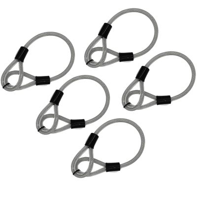 Wideskall 5-Pack 27" inch 15mm Super Duty Vinyl Coated Double Looped Braided Steel Cable Clear
