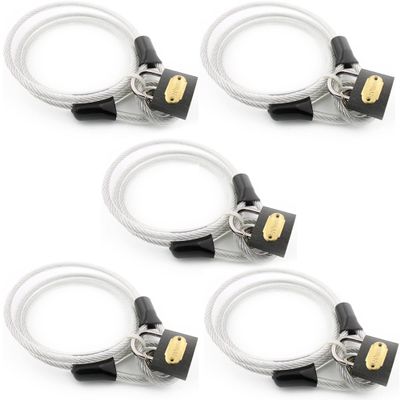 Wideskall 5-Pack 47" inch Bicycle Bike Braided Steel Cable Chain Looped End with 40mm Keyed Padlock Clear