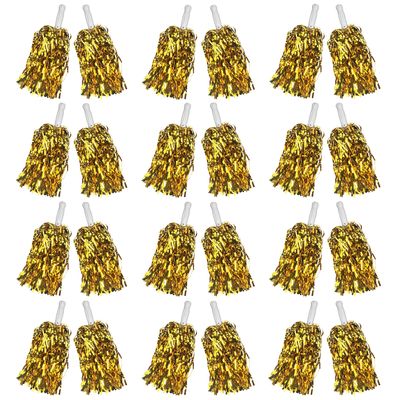 24PCS Cheerleading Pom Poms Metallic Foil Plastic Pom Poms with Baton Handle for Game Sports Squads Dancing Party Football Basketball Club Spirit Sports Stage Performance Celebration (Gold)