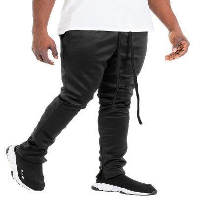 WEIV GEAR Mens Track Pants Casual Drawstring Elastic Waist Ankle Zipper Skinny Fit Sweatpants Joggers Workout Active P201 Black XL