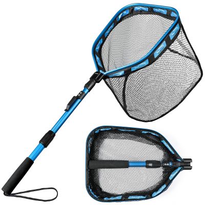PLUSINNO Floating Fishing Net for Steelhead, Salmon, Fly, Kayak, Catfish, Bass, Trout Fishing, Rubber Coated Foldable Landing Net with Telescoping Pole Handle, Fishing Gear and Gifts for Men (1.0M)