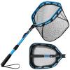 PLUSINNO Floating Fishing Net for Steelhead, Salmon, Fly, Kayak, Catfish, Bass, Trout Fishing, Rubber Coated Foldable Landing Net with Telescoping Pole Handle, Fishing Gear and Gifts for Men (1.0M) view 1