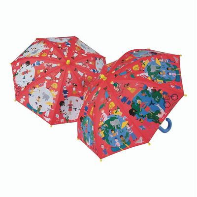 Floss & Rock 43P6400 One World Color Changing Kids Umbrella, 25.98-inch Diameter, Multicolor