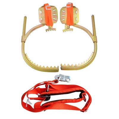 Qrenia Tree Climbing Spikes, Adjustable Non-Slip Pole Climbing Gear with Safety Harness, Electrician Wooden Pole Foot Buckle for Hunting Observation, Picking Fruit