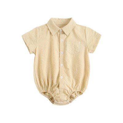 Sanlutoz Toddler Boys Summer Cotton Short Sleeve Bodysuit Baby Boys Plaid Clothes Casual (0-6 months, BRS1074-OR)