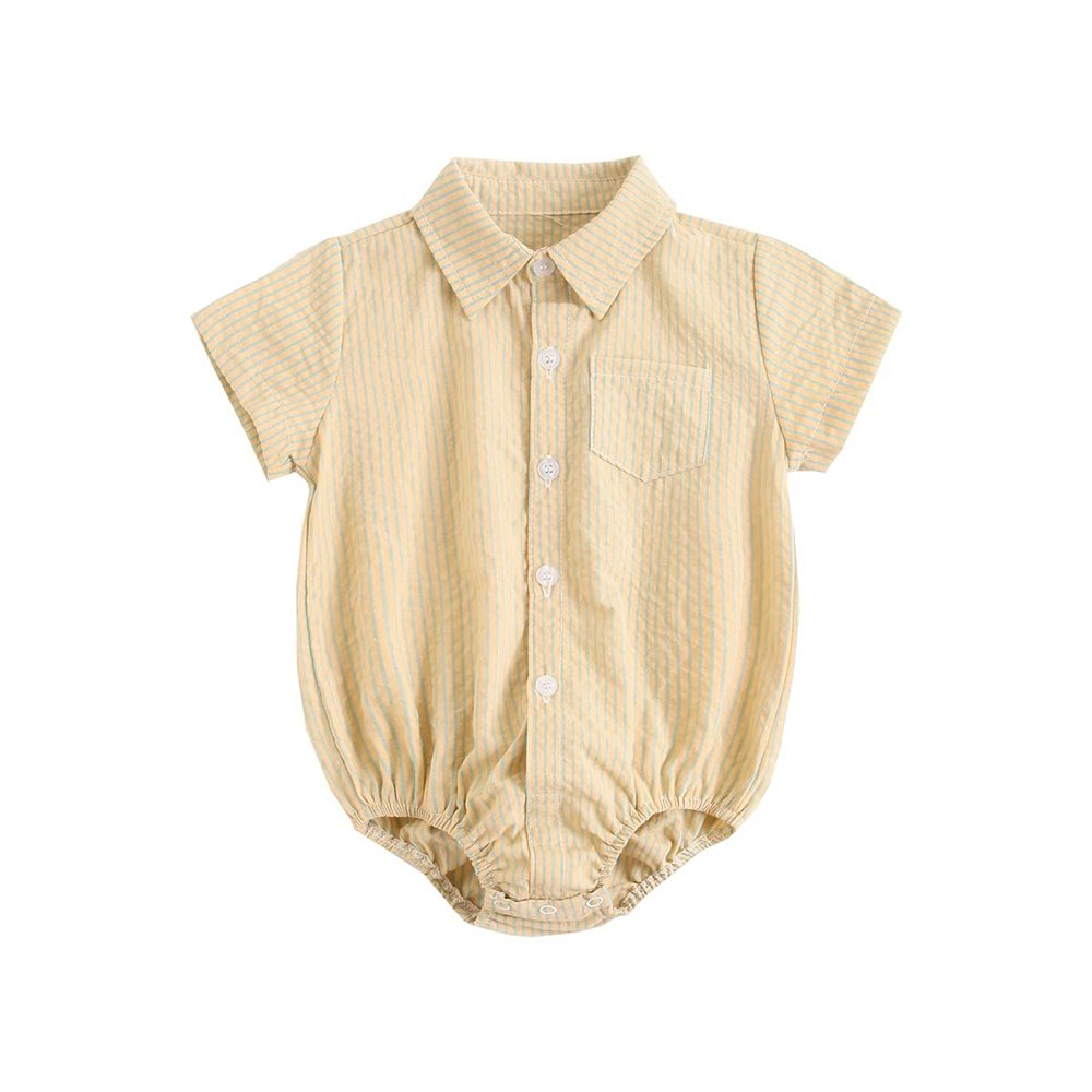 Sanlutoz Toddler Boys Summer Cotton Short Sleeve Bodysuit Baby Boys Plaid Clothes Casual (0-6 months, BRS1074-OR)