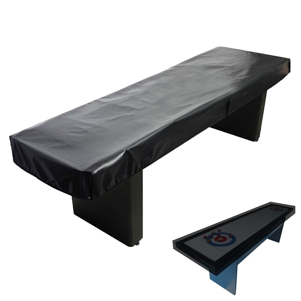 COOSOO Shuffleboard Table Cover Waterproof Outdoor 9FT 12FT 14 FT Shuffleboard Table Cover Weather Resistant Dustproof Furniture Protective Black