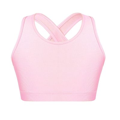Freebily Kids Girls Criss Cross Back Crop Top Active Gymnastics Dance Workout Tank Top Pink 6 Years