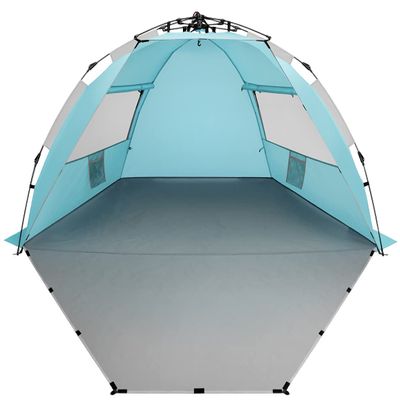 Oileus X-Large 4 Person Beach Tent Sun Shelter - Portable Sun Shade Instant Tent for Beach with Carrying Bag, Stakes, 6 Sand Pockets, Anti UV for Fishing Hiking Camping, Waterproof Windproof, Sky Blue