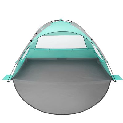 Oileus Beach Tent 2-3 Person Portable Sun Shade Shelter UV Protection, Extended Floor Ventilating Mesh Roll Up Windows Carrying Bag Stakes 6 Sand Pockets Fishing Hiking Camping, Light Green