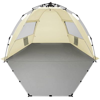 Oileus X-Large 4 Person Beach Tent Sun Shelter - Portable Sun Shade Instant Tent for Beach with Carrying Bag, Stakes, 6 Sand Pockets, Anti UV for Fishing Hiking Camping, Waterproof Windproof, Khaki