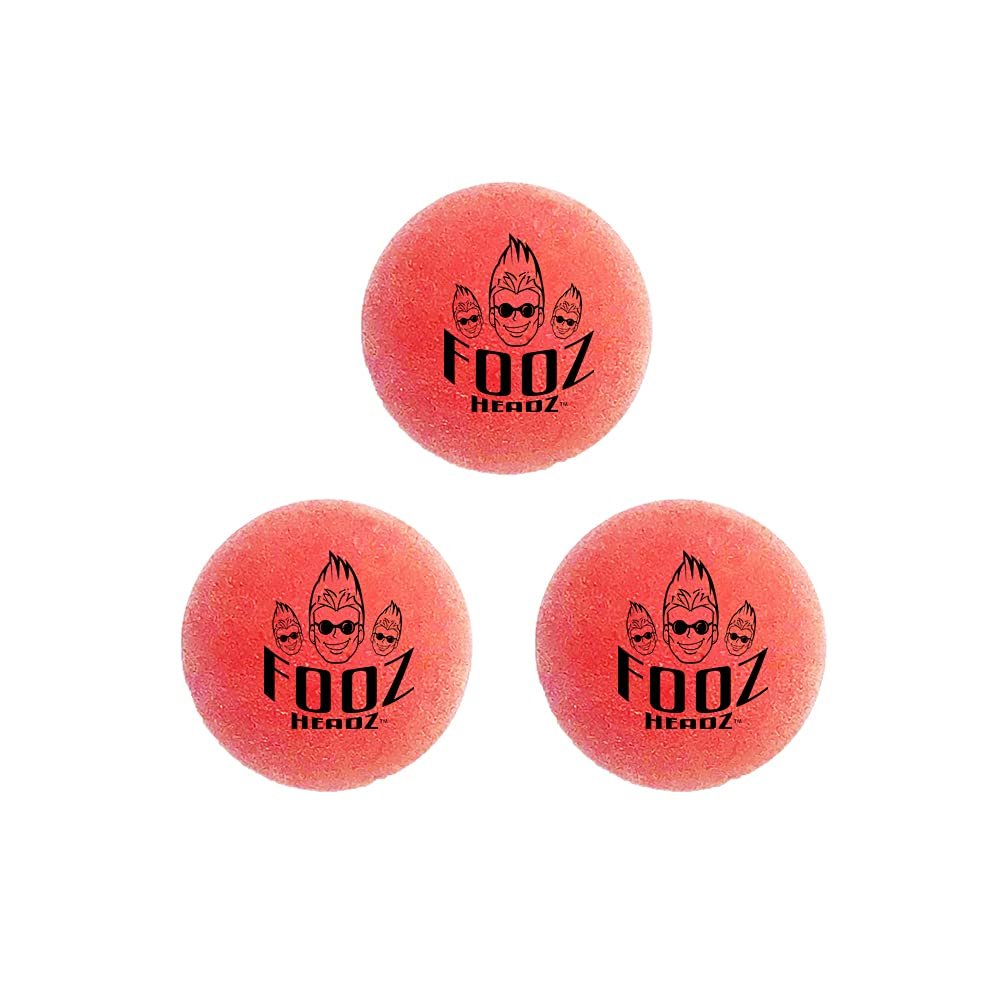Fooz Headz Foosballs Professional Tournament Quality - Just Like The Pros Use, Official Regulation Size - Set of 3 Urethane Foosball Balls (Red)