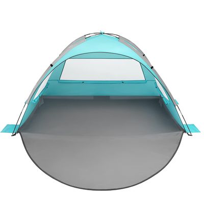Oileus Beach Tent 2-3 Person Portable Sun Shade Shelter UV Protection, Extended Floor Ventilating Mesh Roll Up Windows Carrying Bag Stakes 6 Sand Pockets Fishing Hiking Camping, Sky Blue