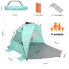 Oileus X-Large 4 Person Beach Tent Sun Shelter - Portable Sun Shade Instant Tent for Beach with Carrying Bag, Stakes, 6 Sand Pockets, Anti UV for Fishing Hiking Camping, Waterproof, Light Green view 2