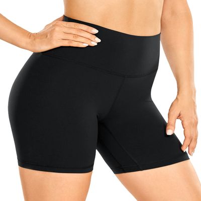 CRZ YOGA Women's Brushed Naked Feeling Biker Shorts 6'' - High Waist Matte Workout Gym Running Spandex Black Small