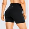 CRZ YOGA Women's Brushed Naked Feeling Biker Shorts 6'' - High Waist Matte Workout Gym Running Spandex Black Small view 2