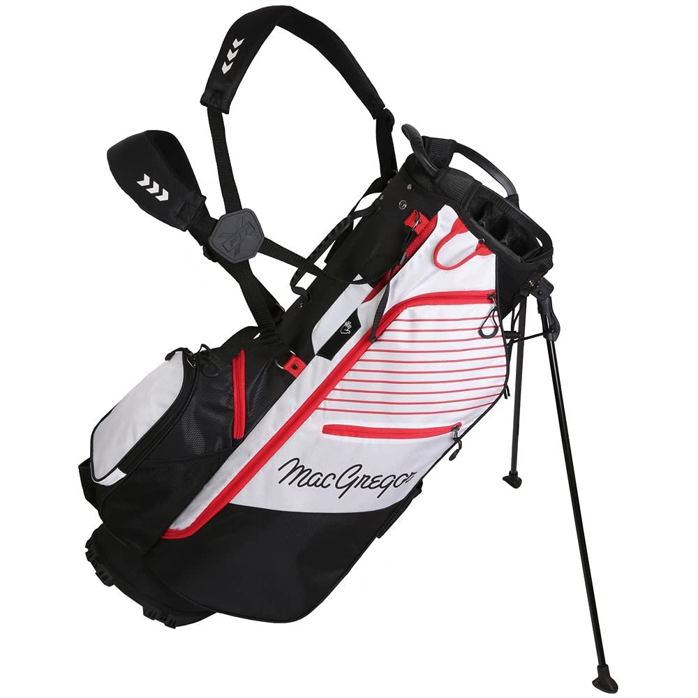MacGregor Golf VIP 14 Divider Stand Carry Bag with Full Length Dividers, Black/White/Red