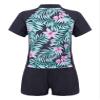 Kaerm Kids Girls Short Sleeve 2Pcs Tankini Swimsuit Rash Guard Tank Top with Bottom Bathing Suit Summer Lily Pink 16 Years view 2